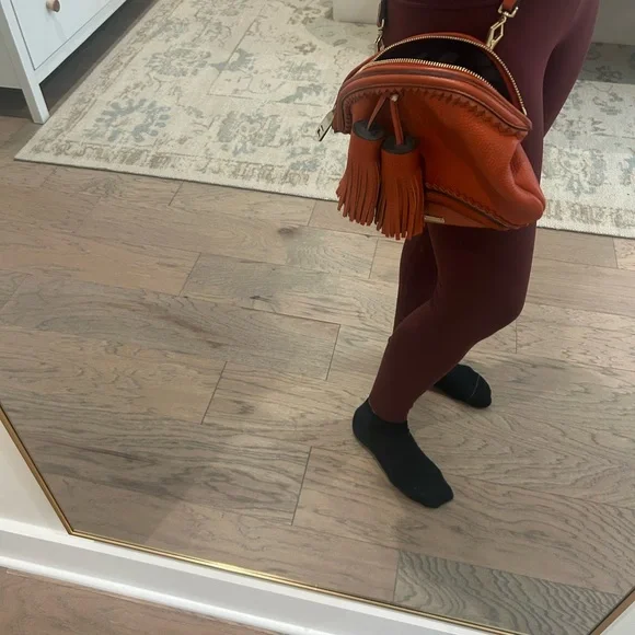 Burberry Orange Leather Shoulder Bag with Tassels - Picture 5 of 5